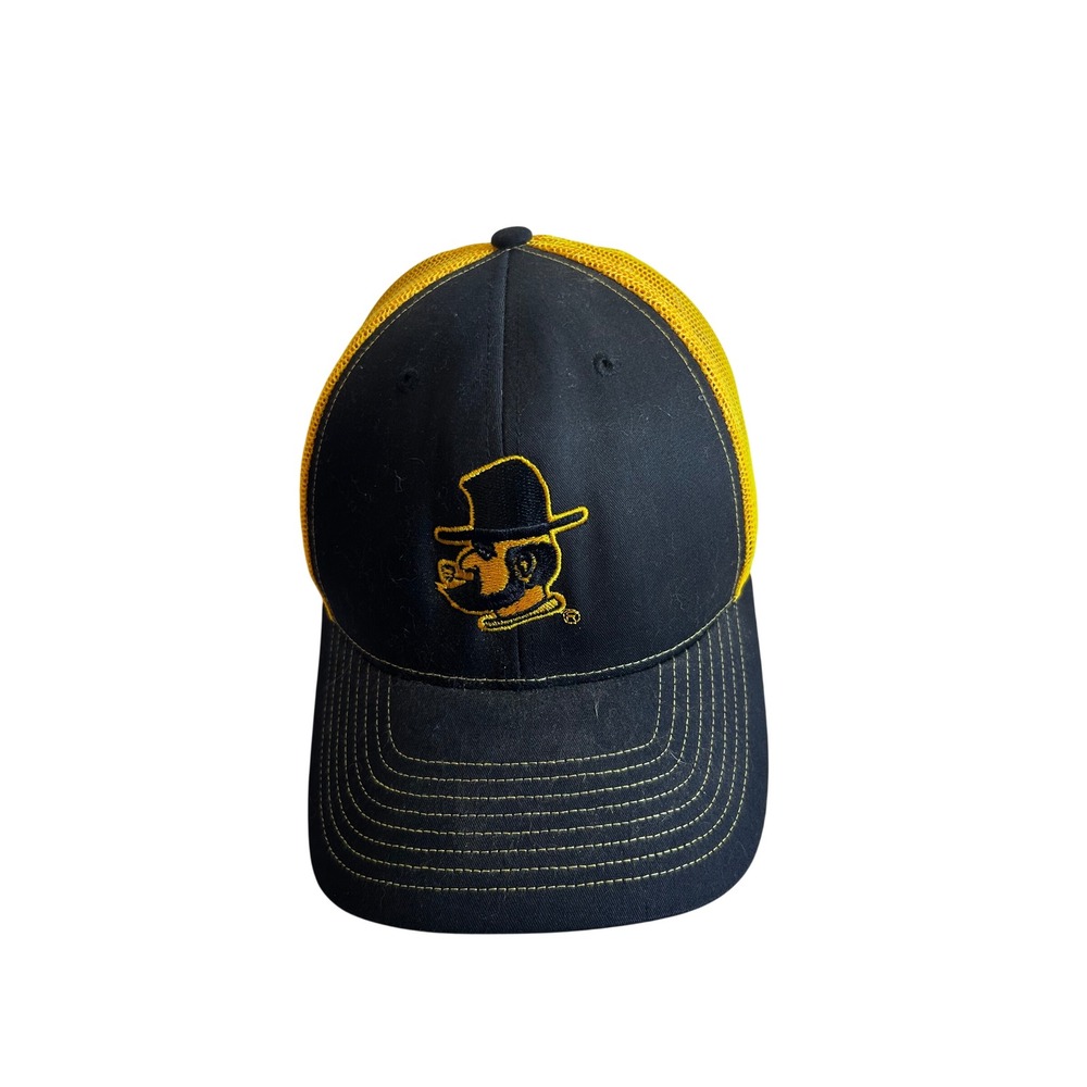 Richardson Trucker Hat OSFM Black Yellow Bearded Man Snapback Mens